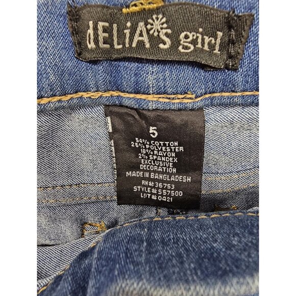 Delia's Girls Blue Unicorn Sequined Pull Up Jeans Size 5 - Picture 5 of 7
